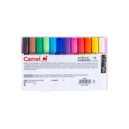 Camel Acrylic Markers 12 shades, Bullet tip