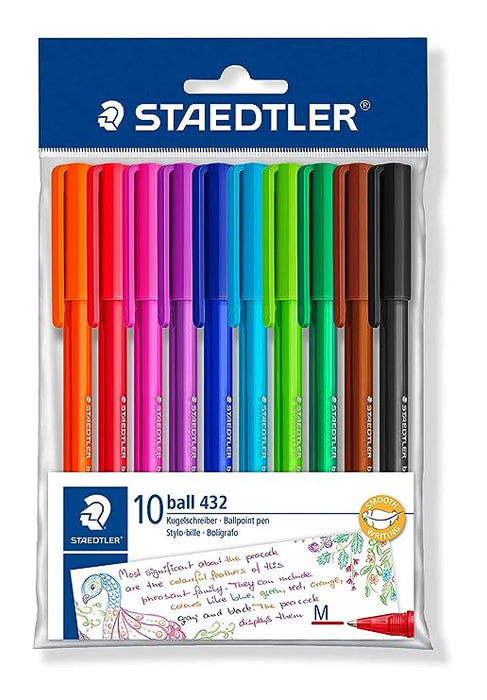Staedtler Triangular Ball Pen (Set Of 10 Colours)