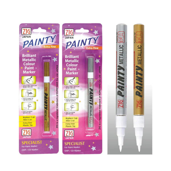 ZIG Painty Marker- Gold & Silver (Metallic Paint Marker)