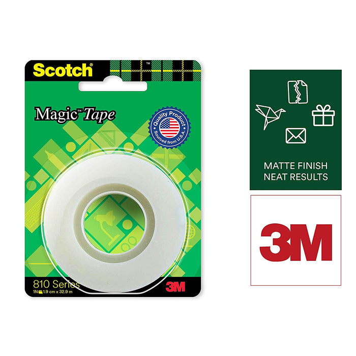 Scotch Magic Tape - The Original Matte-Finish Invisible Tape by 3M ( Width 1.9cm Length 25.4m)