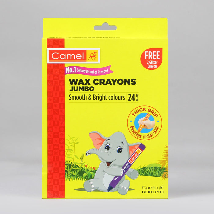 Camel Wax Crayons Jumbo- Smooth & Bright colour 24 shades