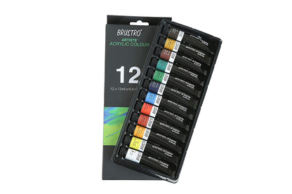 BRUSTRO Artists Acrylic Colour Set of 12 Colours X 12ML Tubes