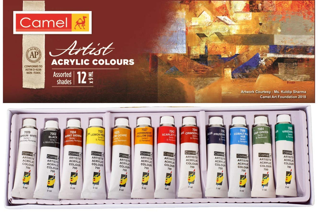 Camel Artists Acrylic Colours 12 Shades- 9mL each