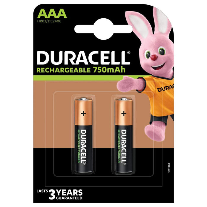 Duracell Rechargeable AAA 750mAh Batteries, Pack of 2
