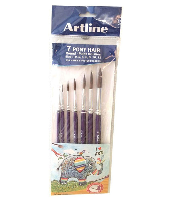 Artline Round Pony Paint Brush pack of 4- (Size 0,2,4 &6)