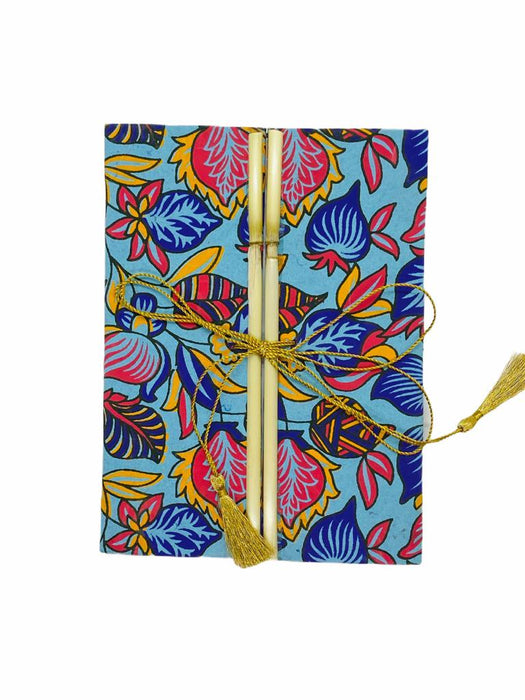 JAIPUR HAND MADE NOTE BOOK ( BAMBOO RED BLUE LEAFS )