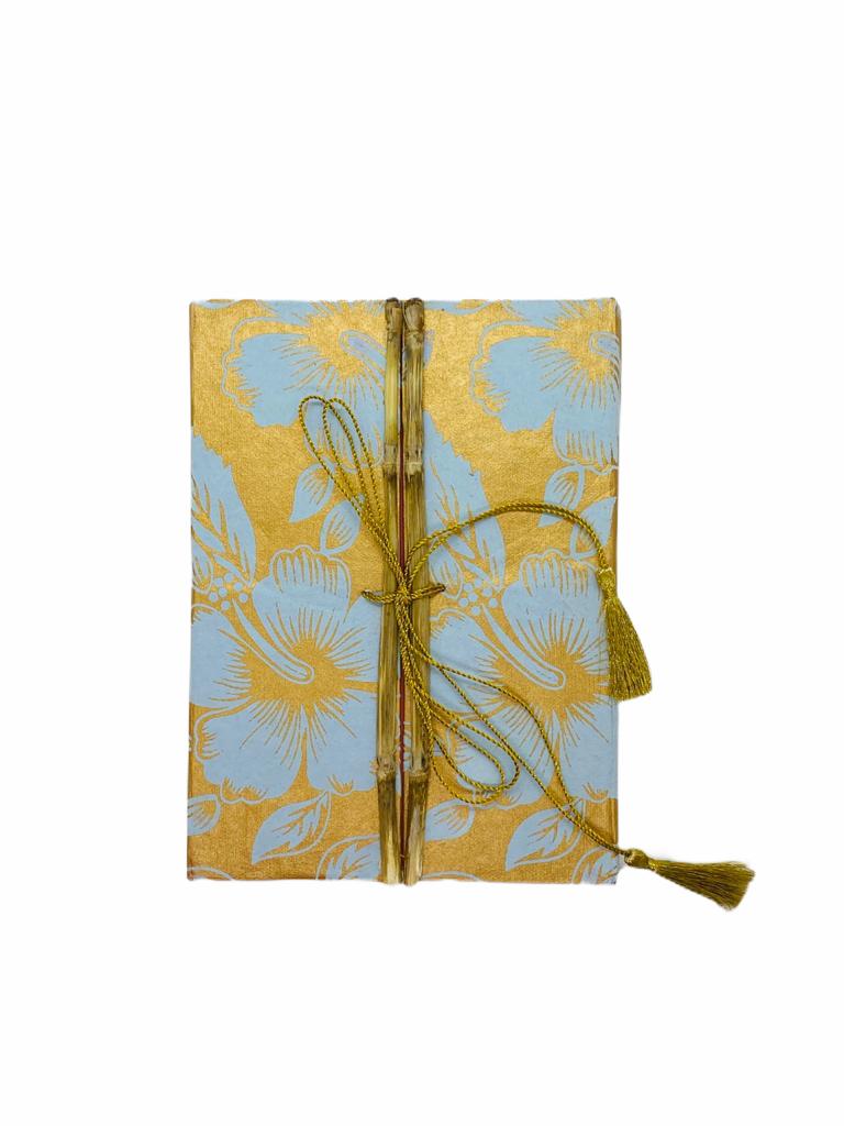 JAIPUR HAND MADE NOTEBOOK ( BAMBOO GOLDEN BLUE LEAF )