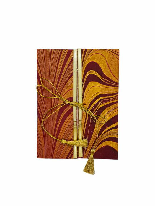 JAIPUR HAND MADE NOTE BOOK ( BAMBOO GOLDEN RED MARBLE )