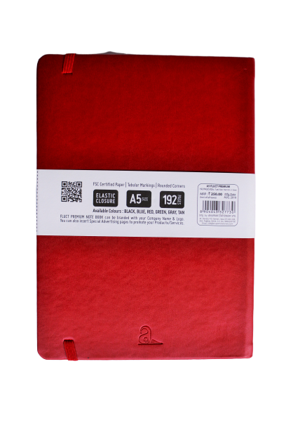 Fluct Notebook by Anupam With Elastic Closure Red A5 192 pages (Plain pages)
