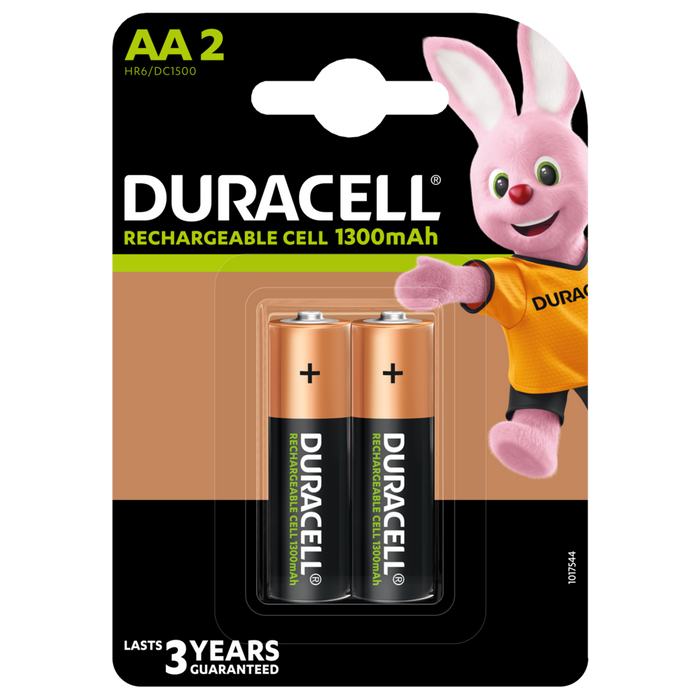 Duracell Rechargeable AA 1300mAh Batteries, Pack of 2