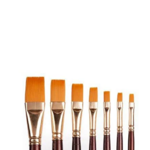 Camlin Synthetic Gold Hair Flat Brushes (series 67)- Set of 7