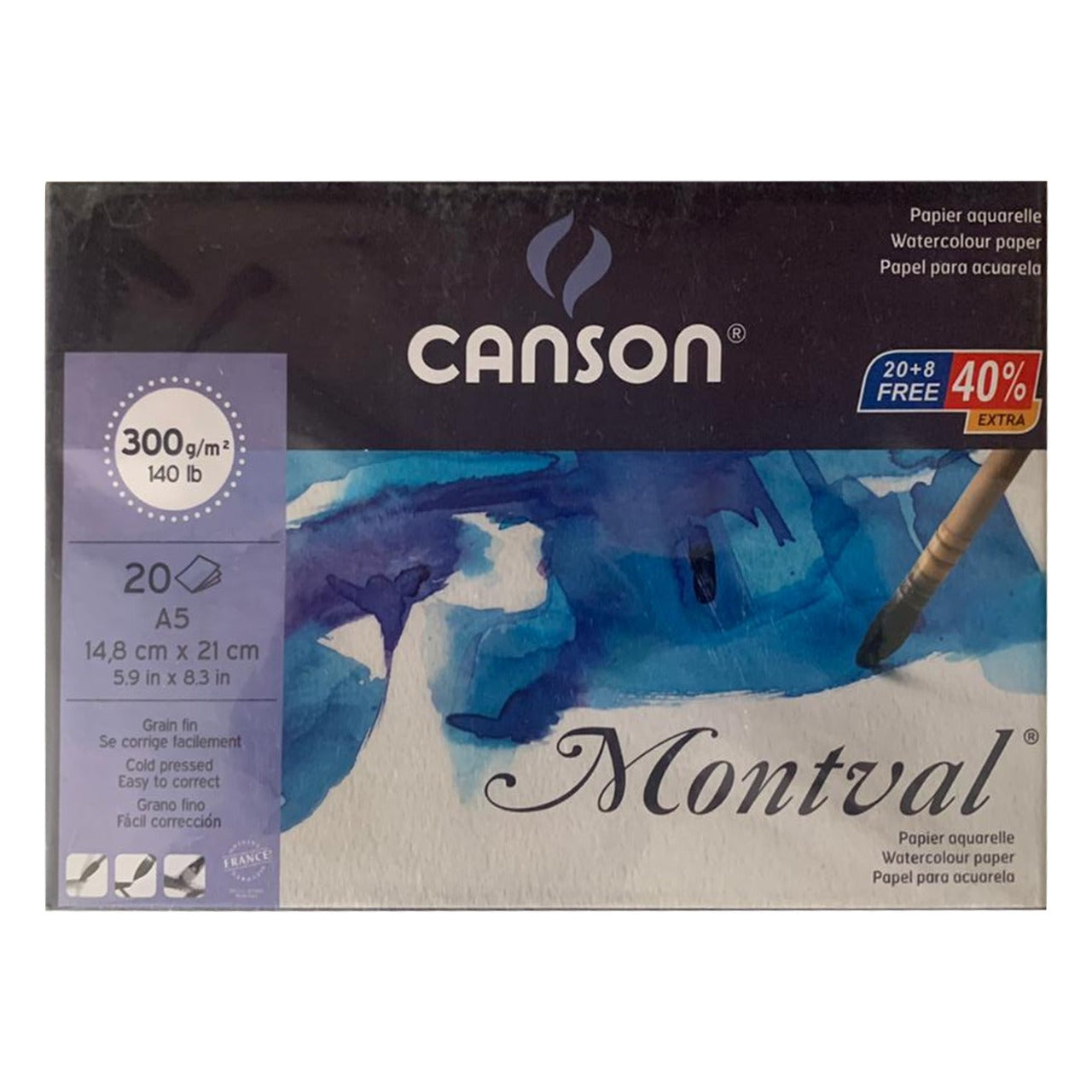 Canson Montval 300 GSM A5 Pack of 20 FINE GRAIN SHEETS