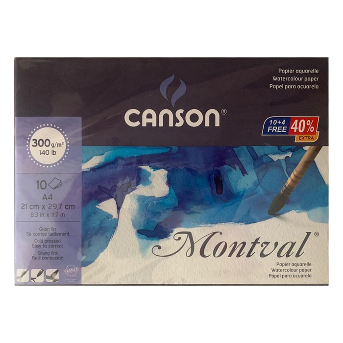 Canson Montval 300 GSM A4 Pad of 10 Fine Grain Sheets