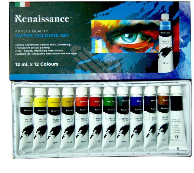 Renaissance artist quality watercolour tube set of 12 12ml