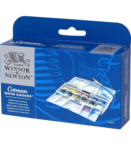 Winsor & Newton Cotman Water Colour Paint Pocket Plus Set, Set of 12