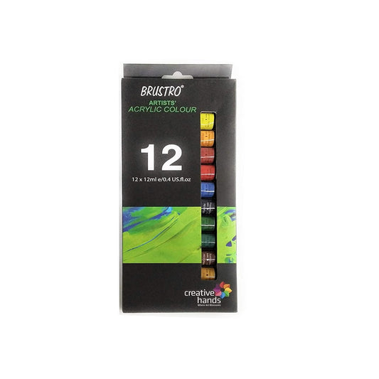 BRUSTRO Artists Acrylic Colour Set of 12 Colours X 12ML Tubes