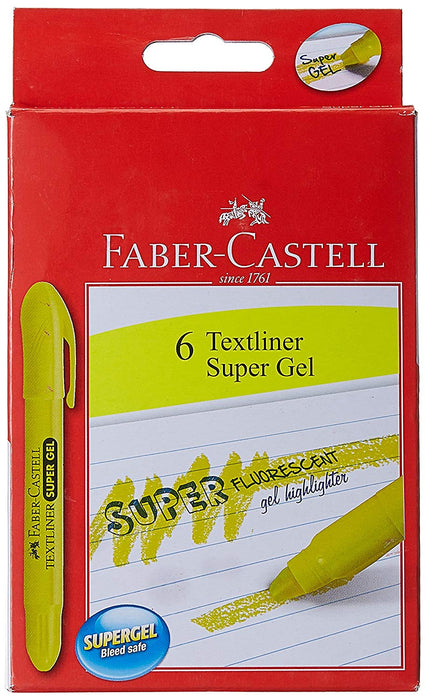 Faber-Castell Super Gel Textliner - Pack of 6 (Yellow)