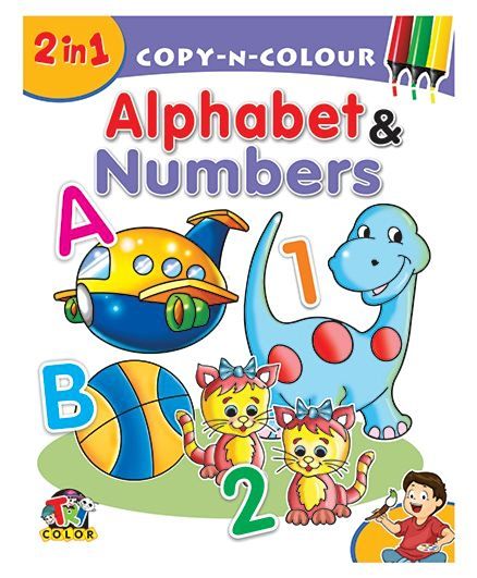 Tricolor 2 in 1 Alphabets & Numbers Color Book for Kids (Pack of 2)