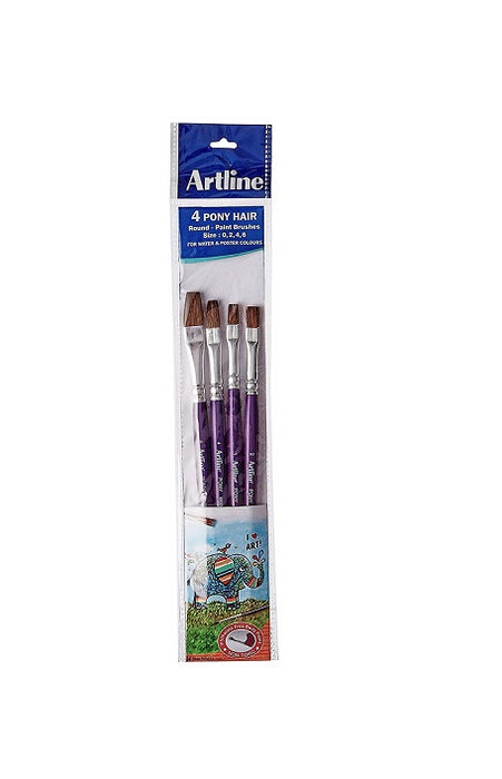 Artline Round Pony Paint Brush pack of 4- (Size 0,2,4 &6)