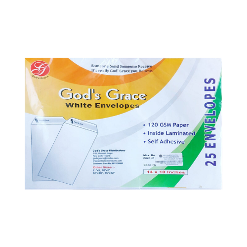 God's Grace White Envelope 14 x 10 inches- Pack of 25