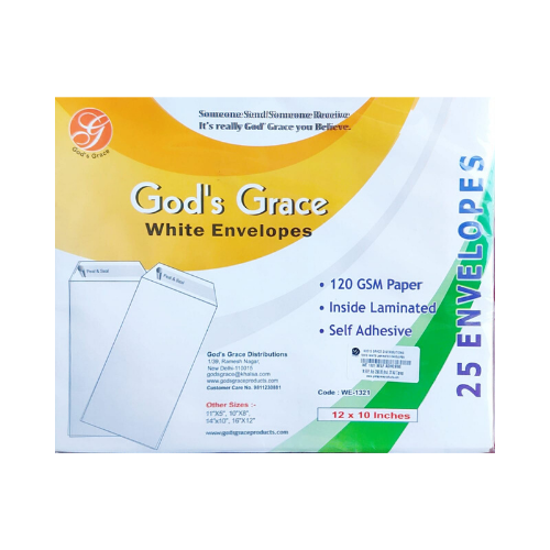 God's Grace White Envelope 12 x 10 inches- Pack of 25