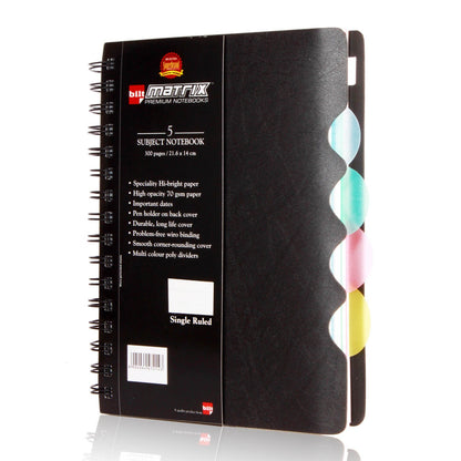 Surya Premium 5 Subject Notebook - A5, 70 GSM, 300 pages, Single Ruled