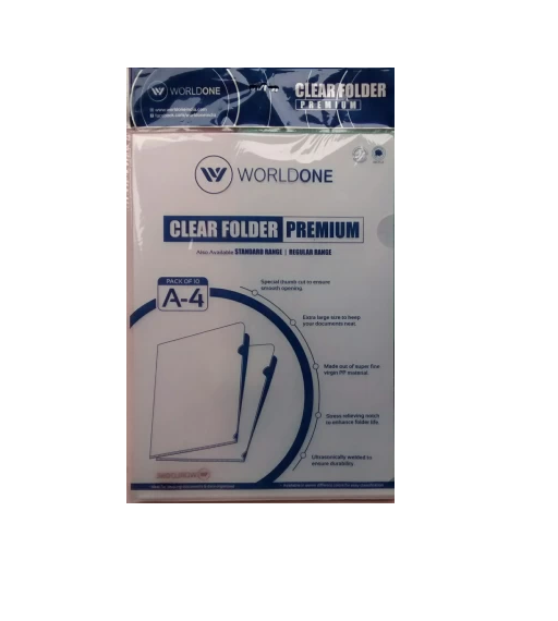 WorldOne Premium Clear Folder Pack of 10