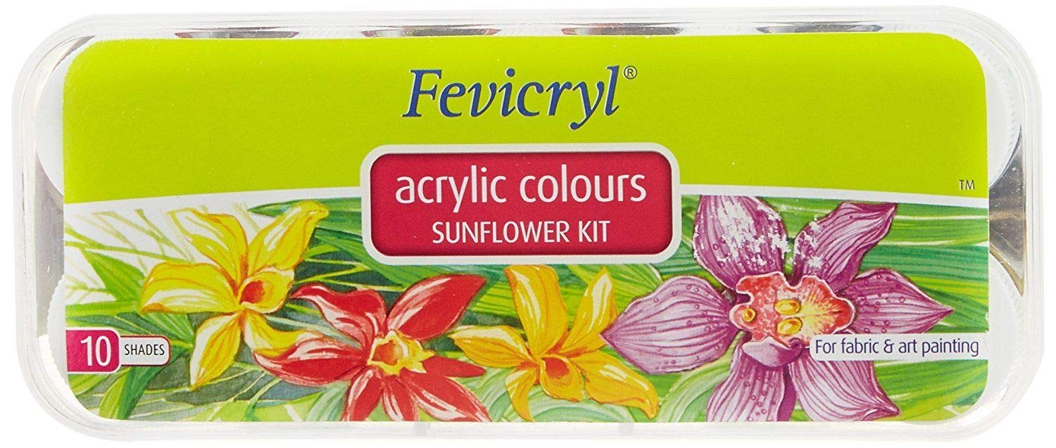 Fevicryl Acrylic colors, Sunflower Kit, 10 shades