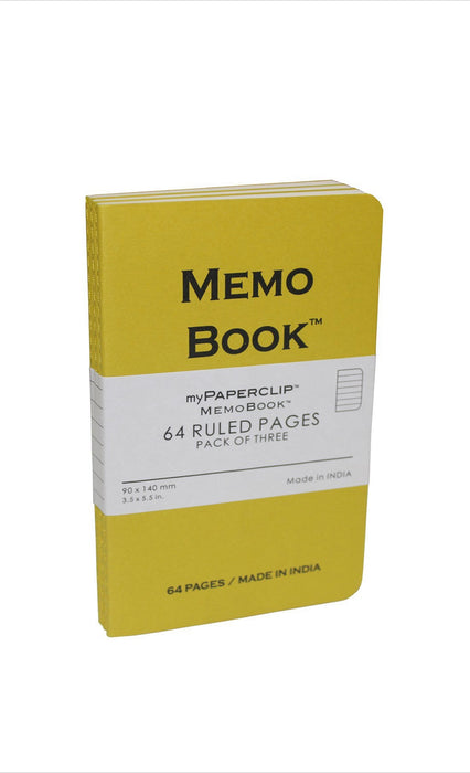 myPAPERCLIP MEMO BOOK 64 Ruled Pages (Pack of 3)