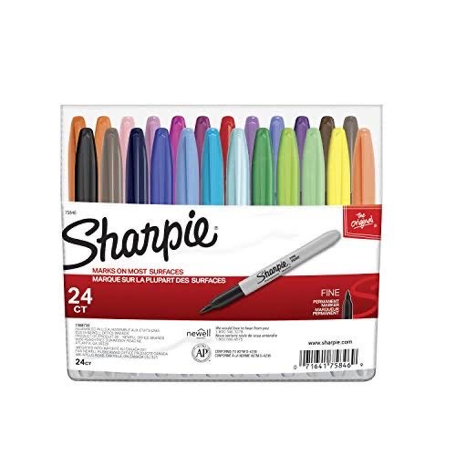 Sharpie Fine Tip Permanent Marker, Assorted Colors, 24/Set