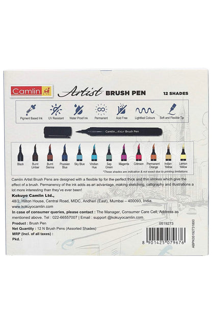 Camlin Artist Brush Pen Set - Pack of 12 (White)