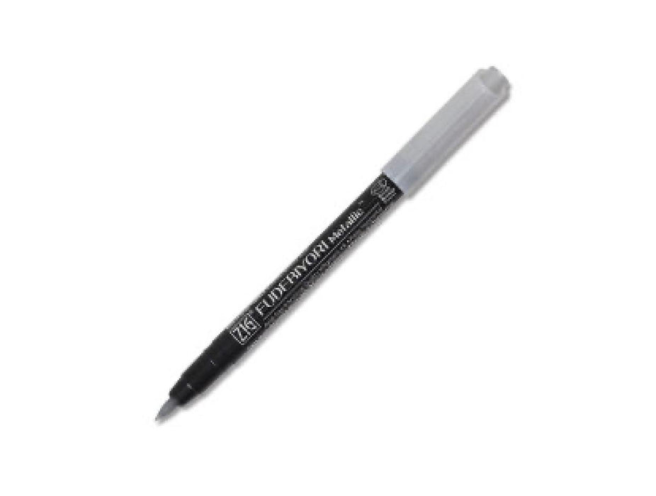 Kuretake Zig Fudebiyori Metallic Brush Pen - Silver