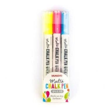 Mungyo Board & Glass Chalk Pen Marker Set Of 3 (White, Yellow, Pink)