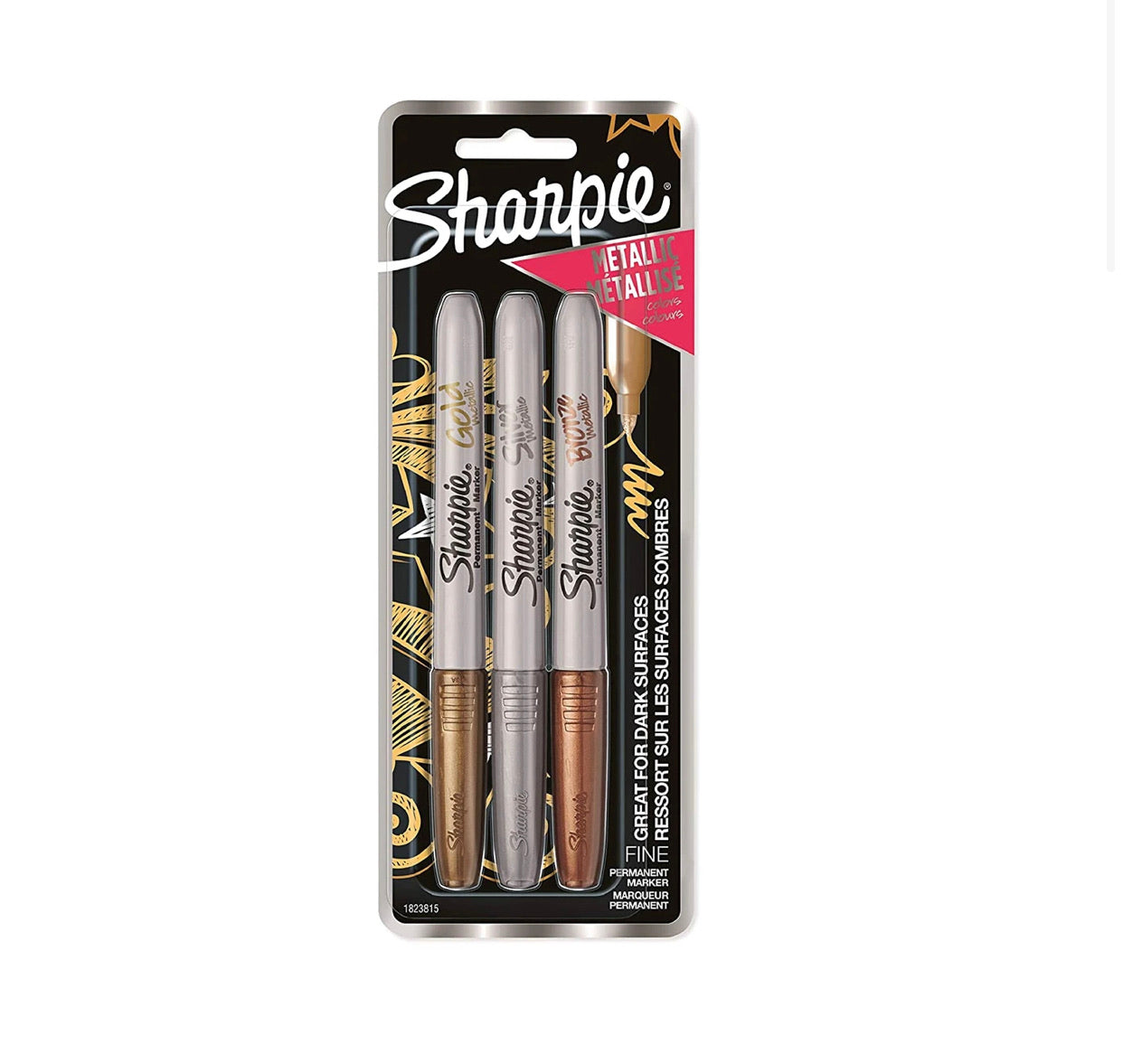 Sharpie Metallic Markers : Bronze, Gold, Silver : Set of 3 Metallic Markers