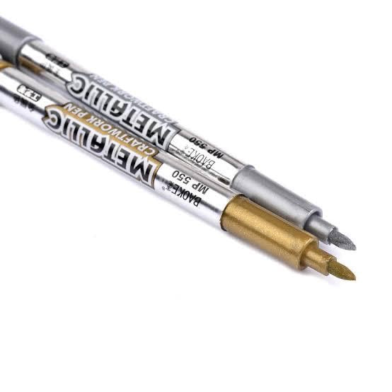 Baoke Gold And Silver Metallic Pens Combo ( Set of 2 )