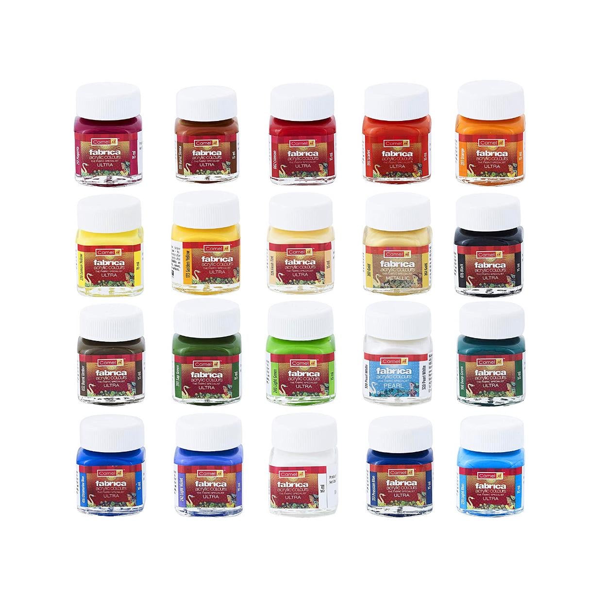 Camel Fabrica Acrylic Colours ( 20 Assorted Shades 15ml )