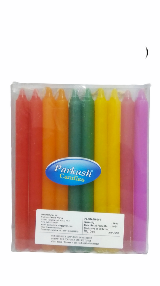 Standing Colorful Candles Set of 10 ( 6.5 inches)