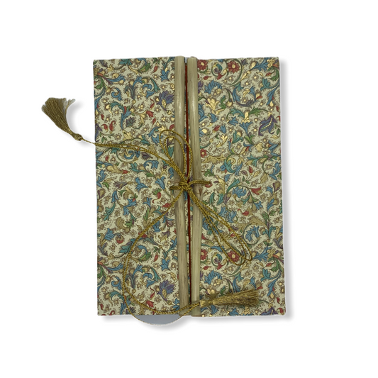 JAIPUR HAND MADE NOTE BOOK (BAMBOO GOLDEN BLUE GREEN LEAFS )