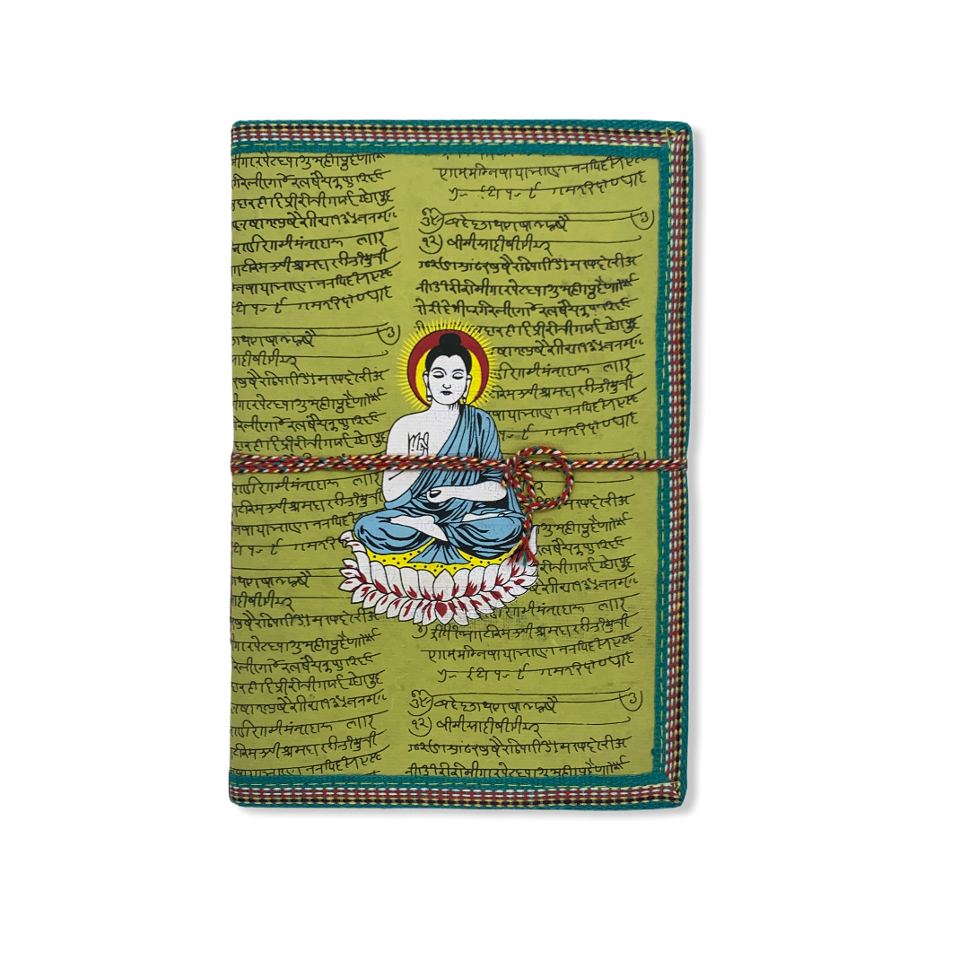 JAIPUR HAND MADE NOTE BOOK ( BUDDHA MOTIF PARROT GREEN)