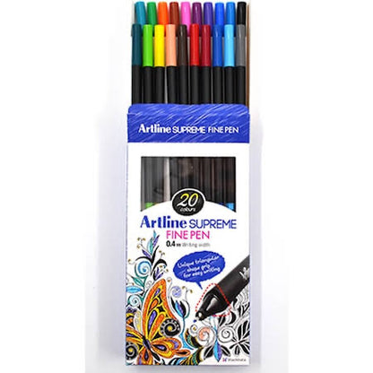 Artline Supreme Fineliner 0.4mm Assorted 20 Pack