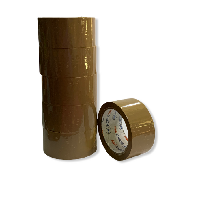 Worldone Brown Tape 2 inch ( Pack of 6 )