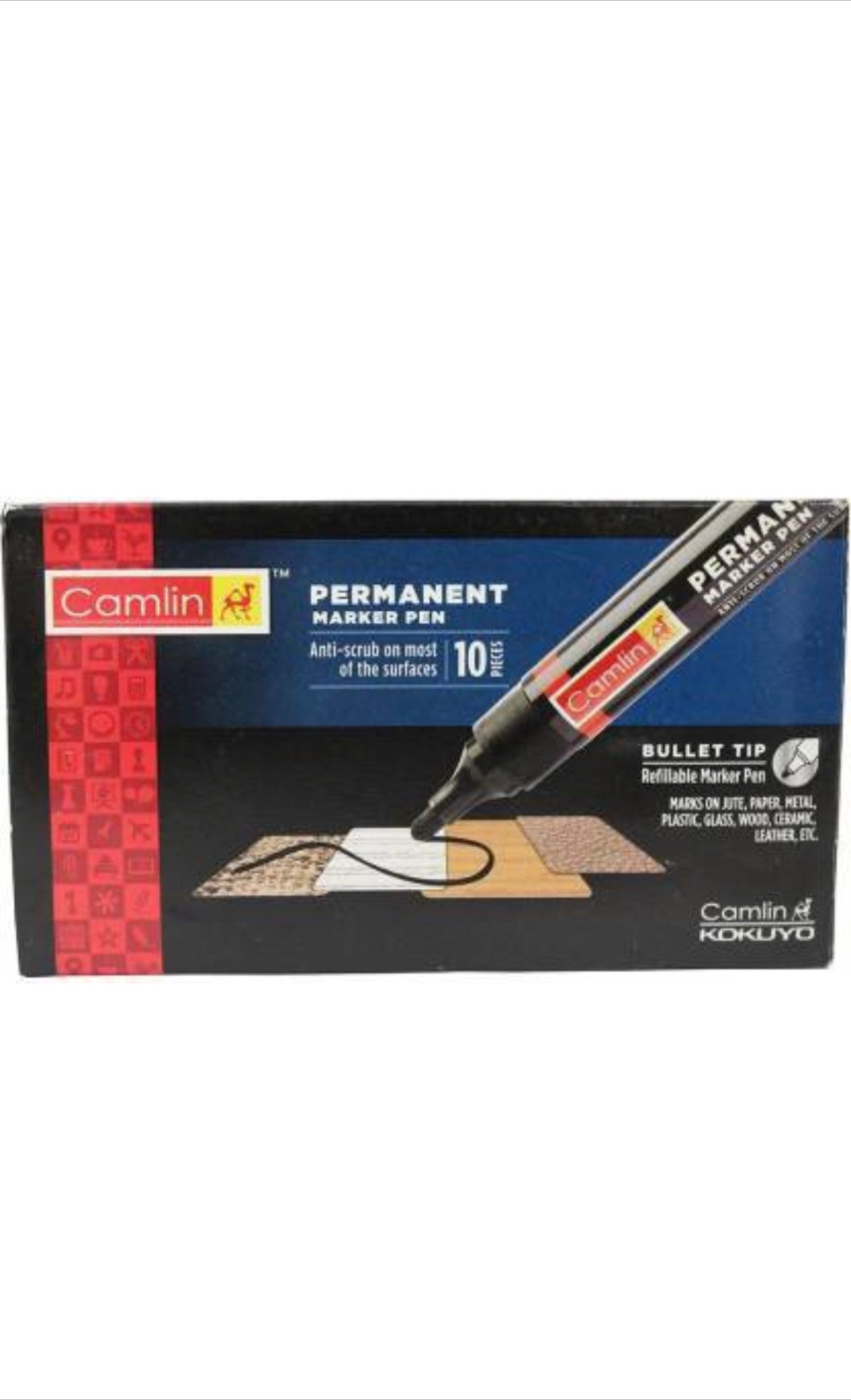 Camlin Permanent Marker  (Set of 10, Black (5 Pen), Blue (5 Pen))