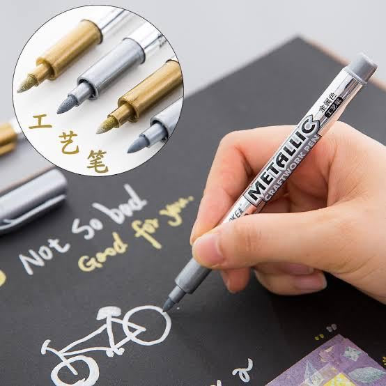 Baoke Gold And Silver Metallic Pens Combo ( Set of 2 )