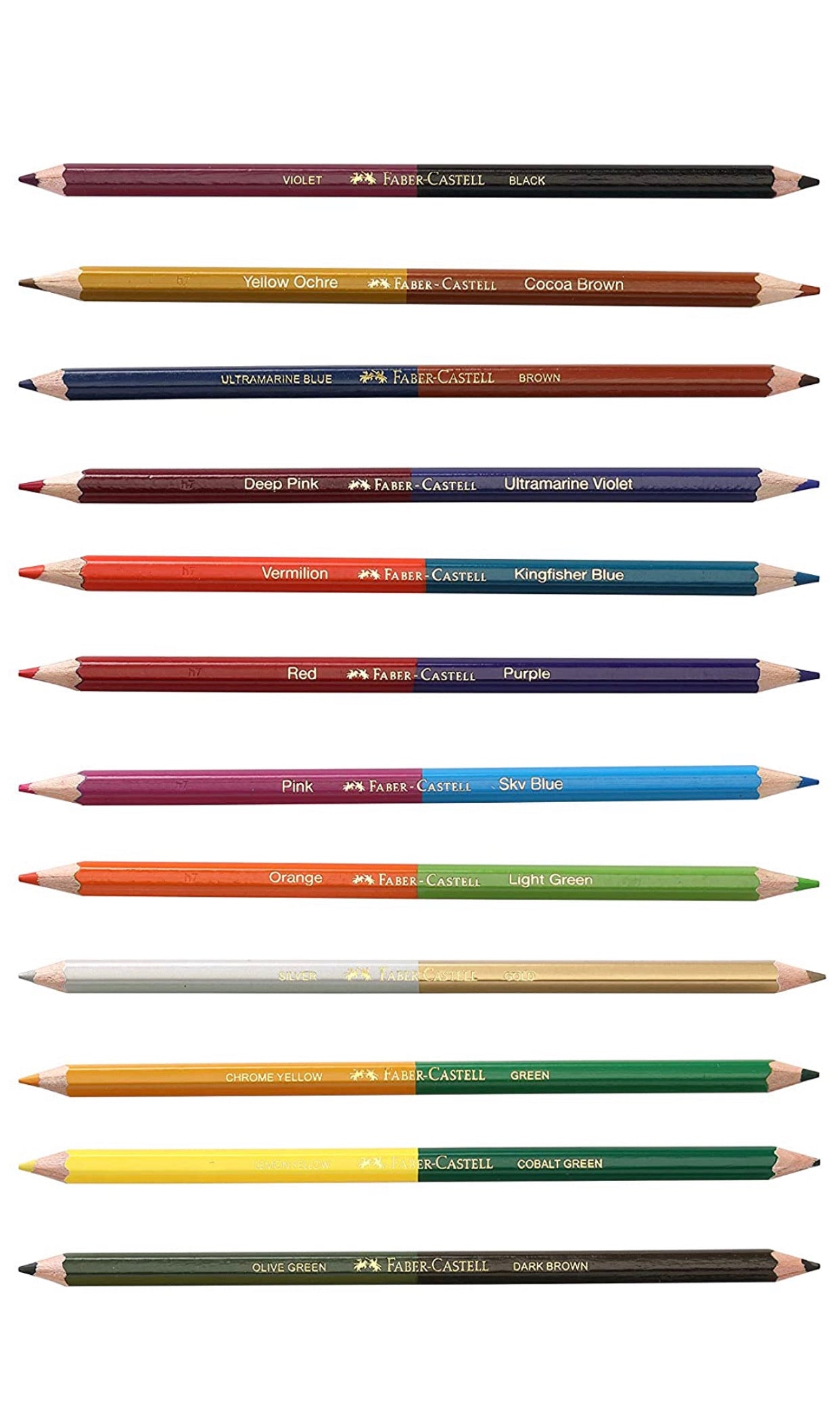 Faber-Castell Bi-Color Pencil Set - Pack of 12 (Assorted)