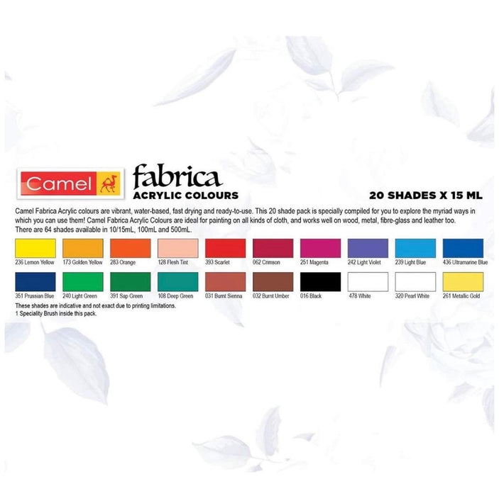 Camel Fabrica Acrylic Colours ( 20 Assorted Shades 15ml )