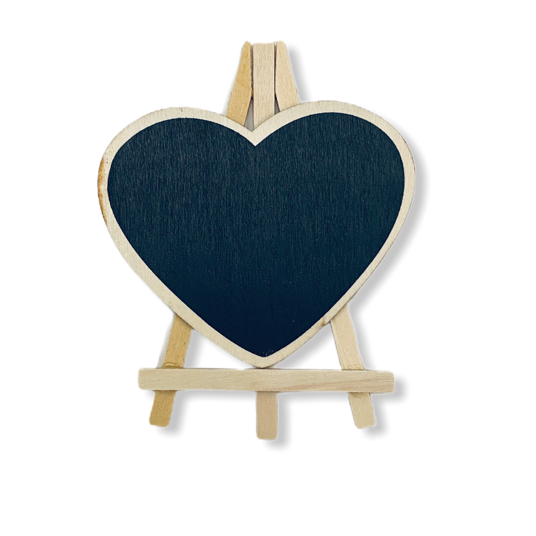 Vintage Wooden Mini Black Board With Easel ( Heart Shape )