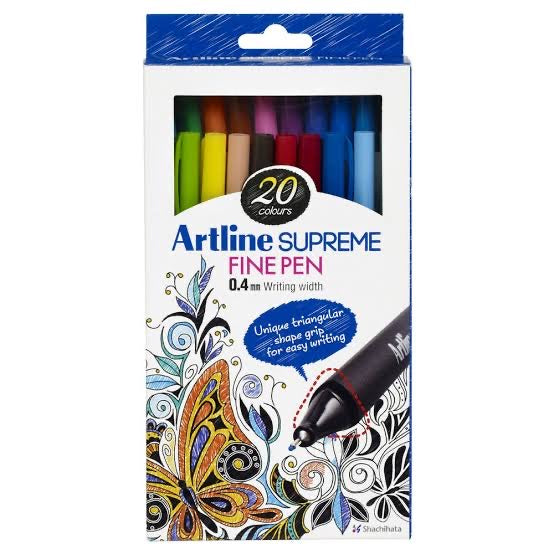 Artline Supreme Fineliner 0.4mm Assorted 20 Pack