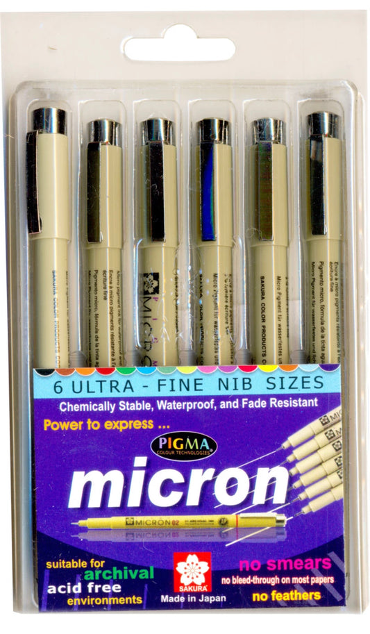 Sakura Micron Pens Set of 6