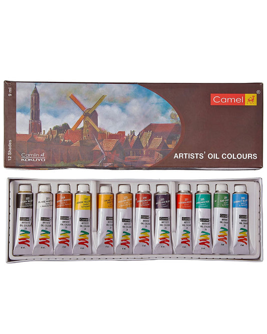 Camel Artist's Oil Color Box - 9ml Tubes, 12 Shades