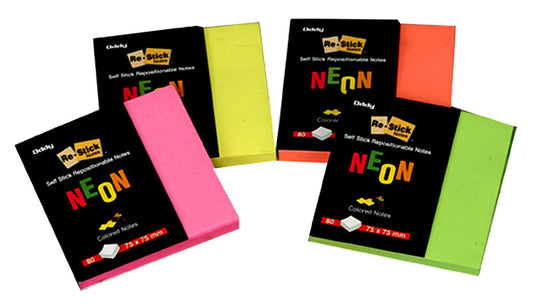 Oddy re stick neon colored notes- Pack of 4 (assorted colors)